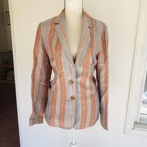 Lafayette 148 Linen Orange Striped Blazer